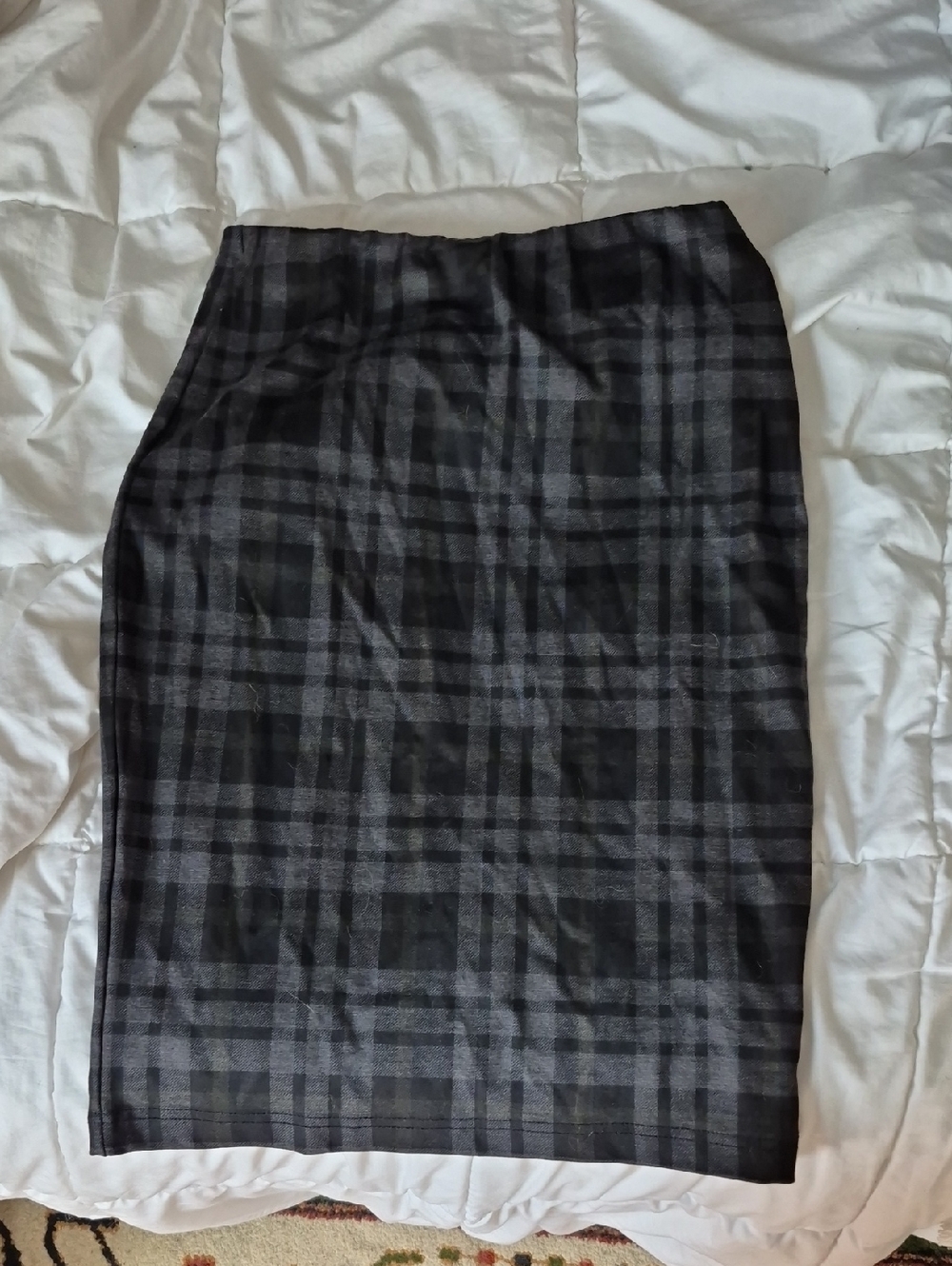 Philosophy Black & Gray Plaid Pencil Skirt